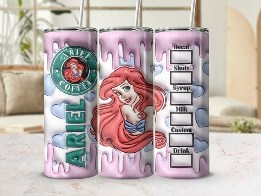 Ariel Coffee Themed Tumbler with Custom Drink Options