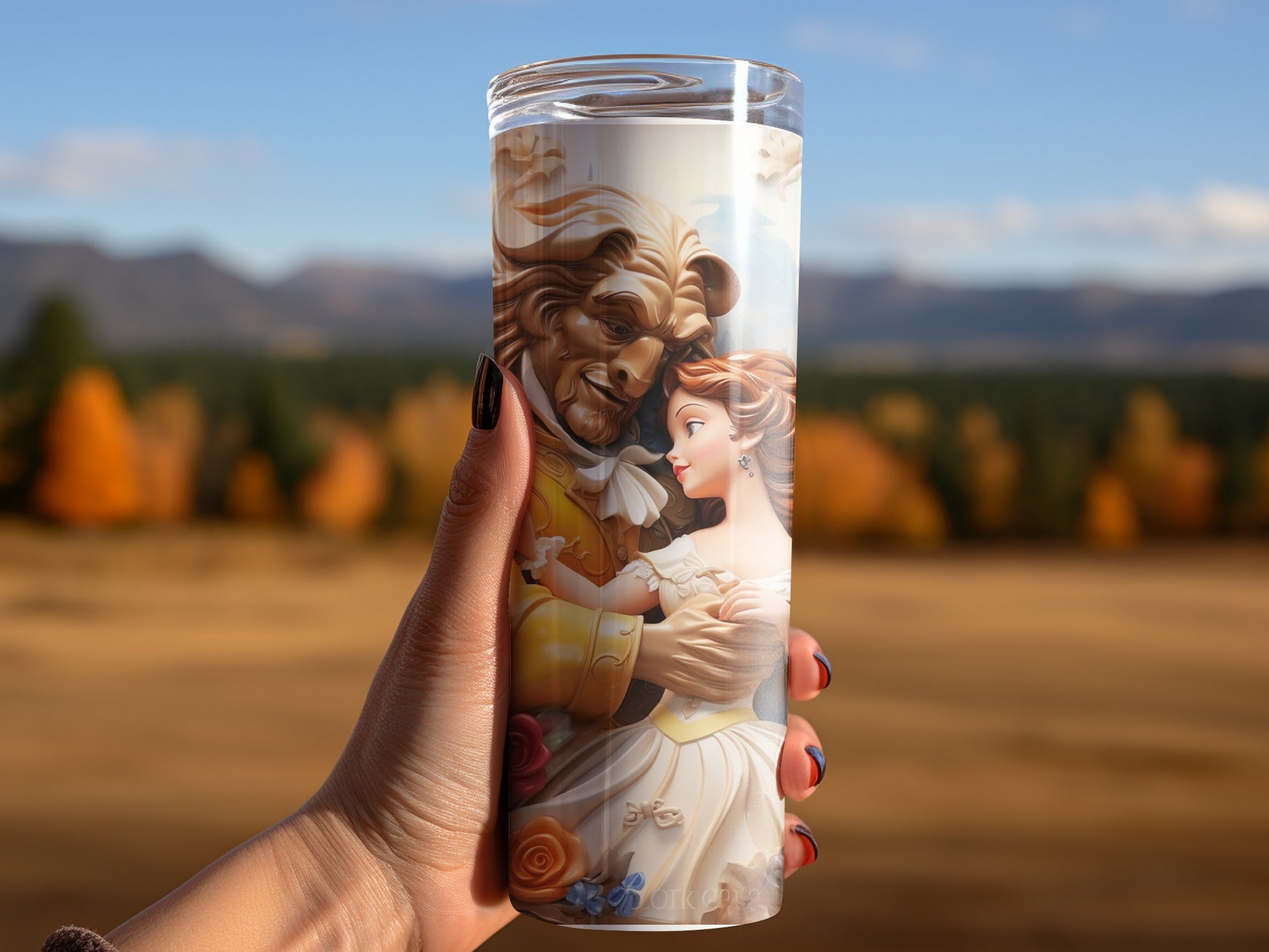 Beauty and the Beast Romantic Scene Travel Cup