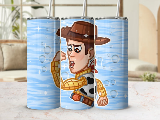 Cartoon Cowboy Character Blue Tumbler Cup Product