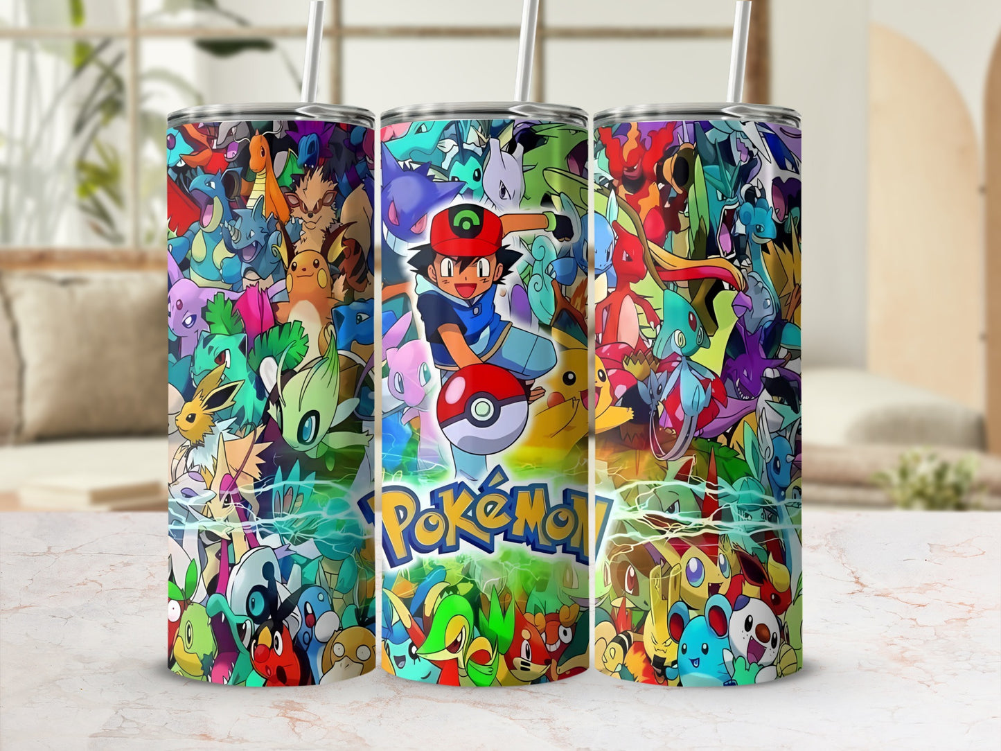 Vibrant Anime Character Print Tumbler With Straw