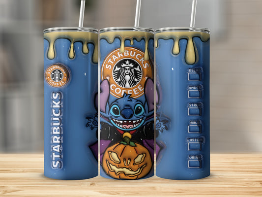 Halloween Stakbucks Stitch Coffee Tumbler