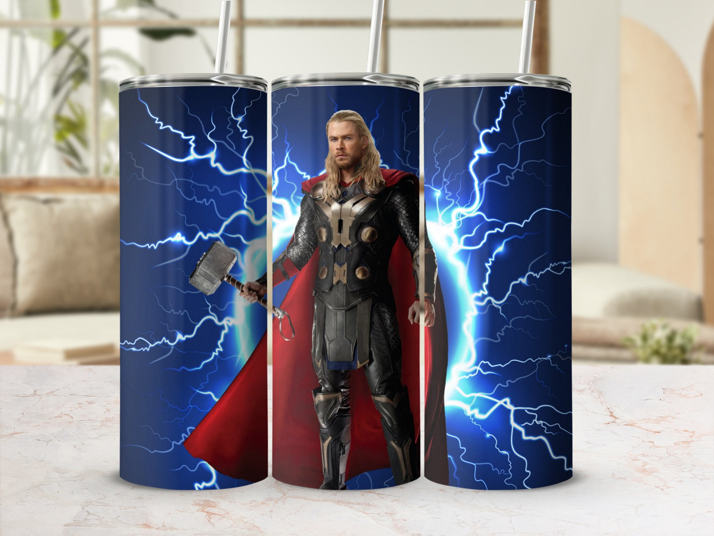 Thor Superhero Lightning Design Stainless Steel Tumbler