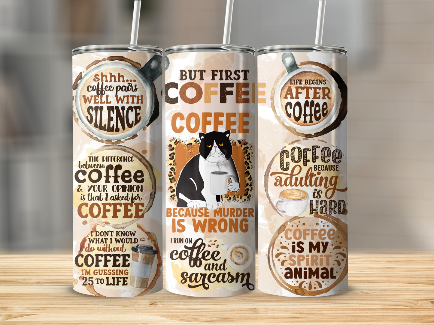 Funny and Quirky Coffee Quotes Insulated Tumbler