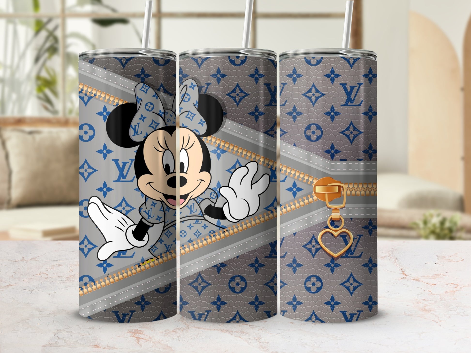 Cute Minnie Mouse and Stylish Patterns Tumbler