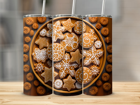 Festive Gingerbread Cookies Print Tumbler Cup