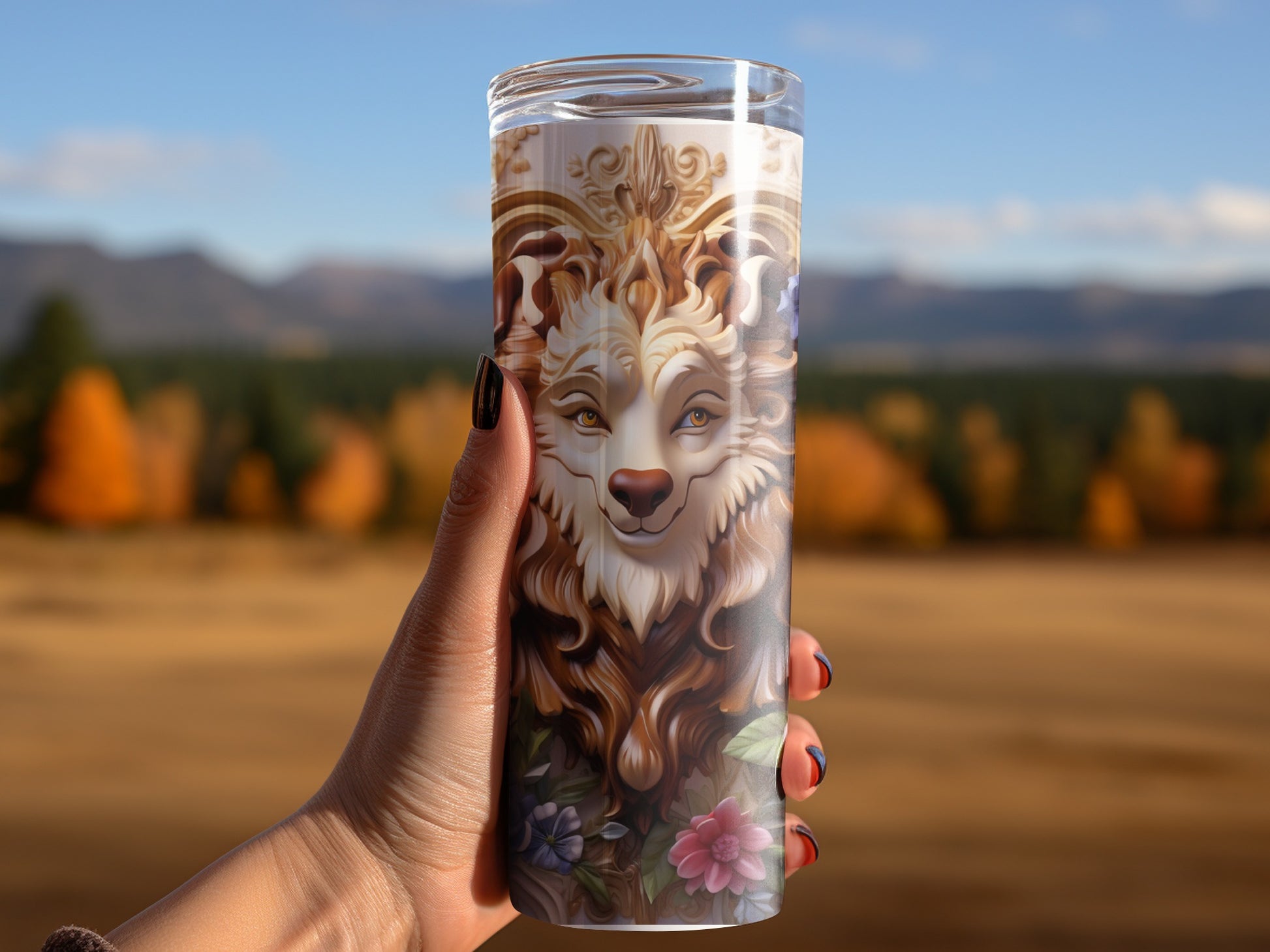 Fantasy Forest Animal Art Decorated Tumbler Cup