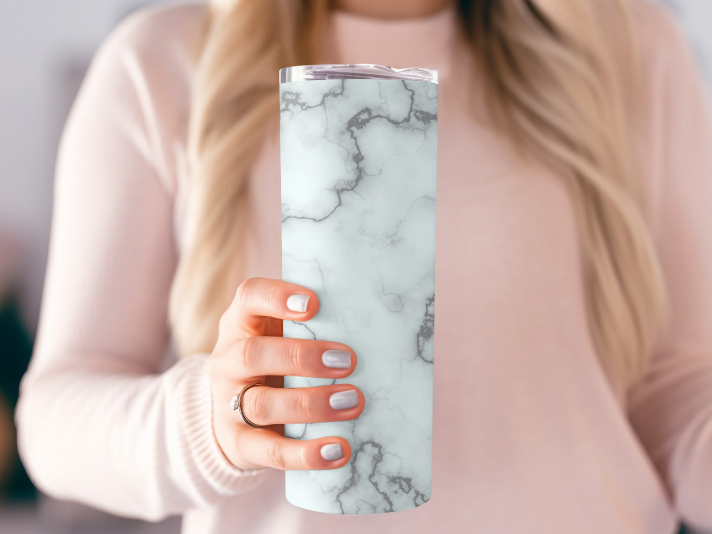 Minimalist Pale White Marble Swirls Pattern Design Tumblers