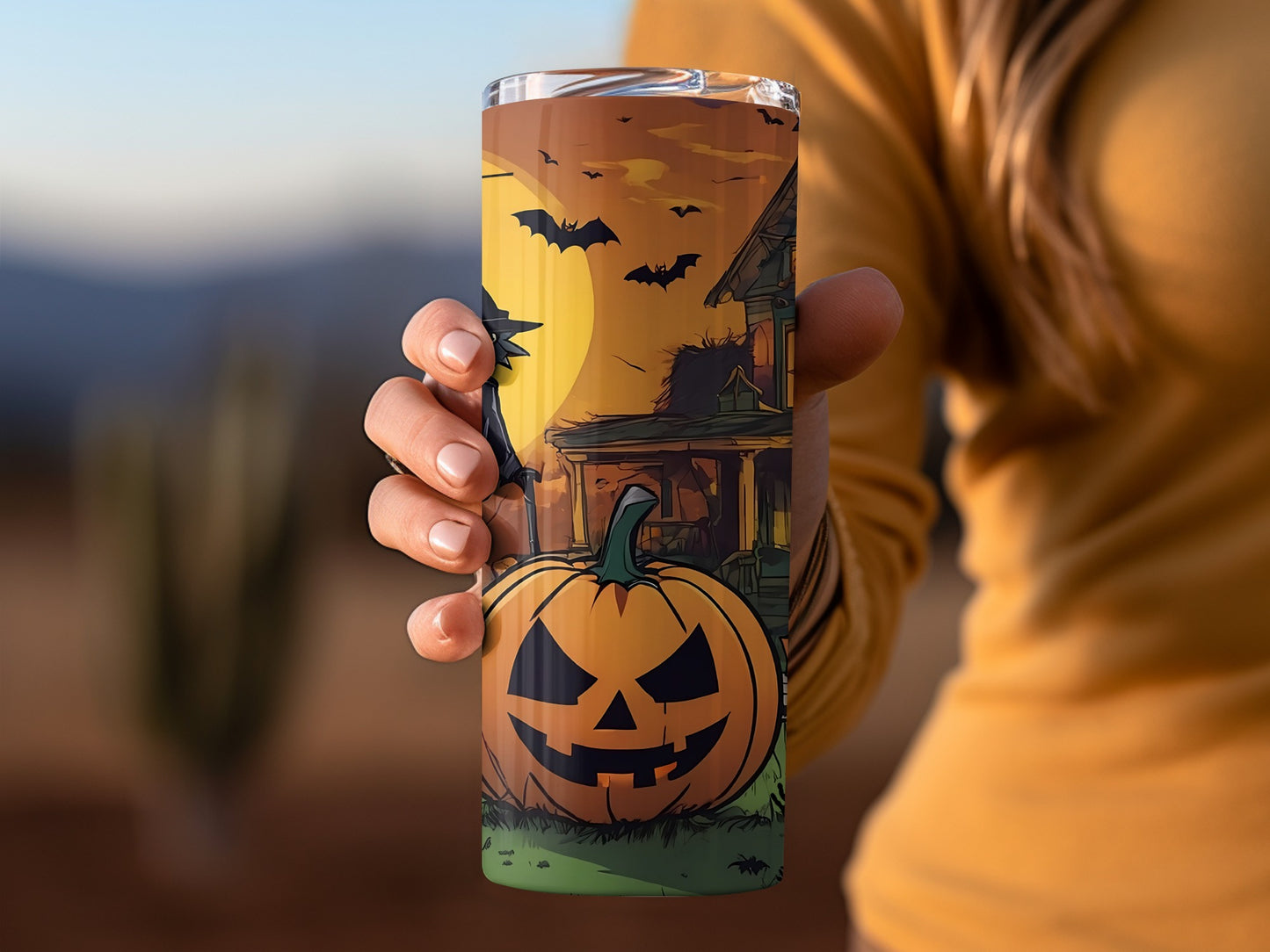 Halloween Night Pumpkin Scene Tumbler Cup