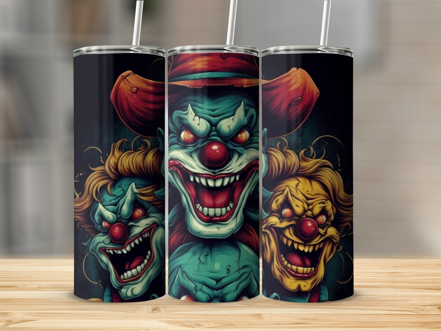 Creepy Clown Face Design Insulated Tumbler Product
