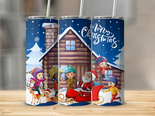 Festive Merry Christmas Winter Scene Tumbler Cup