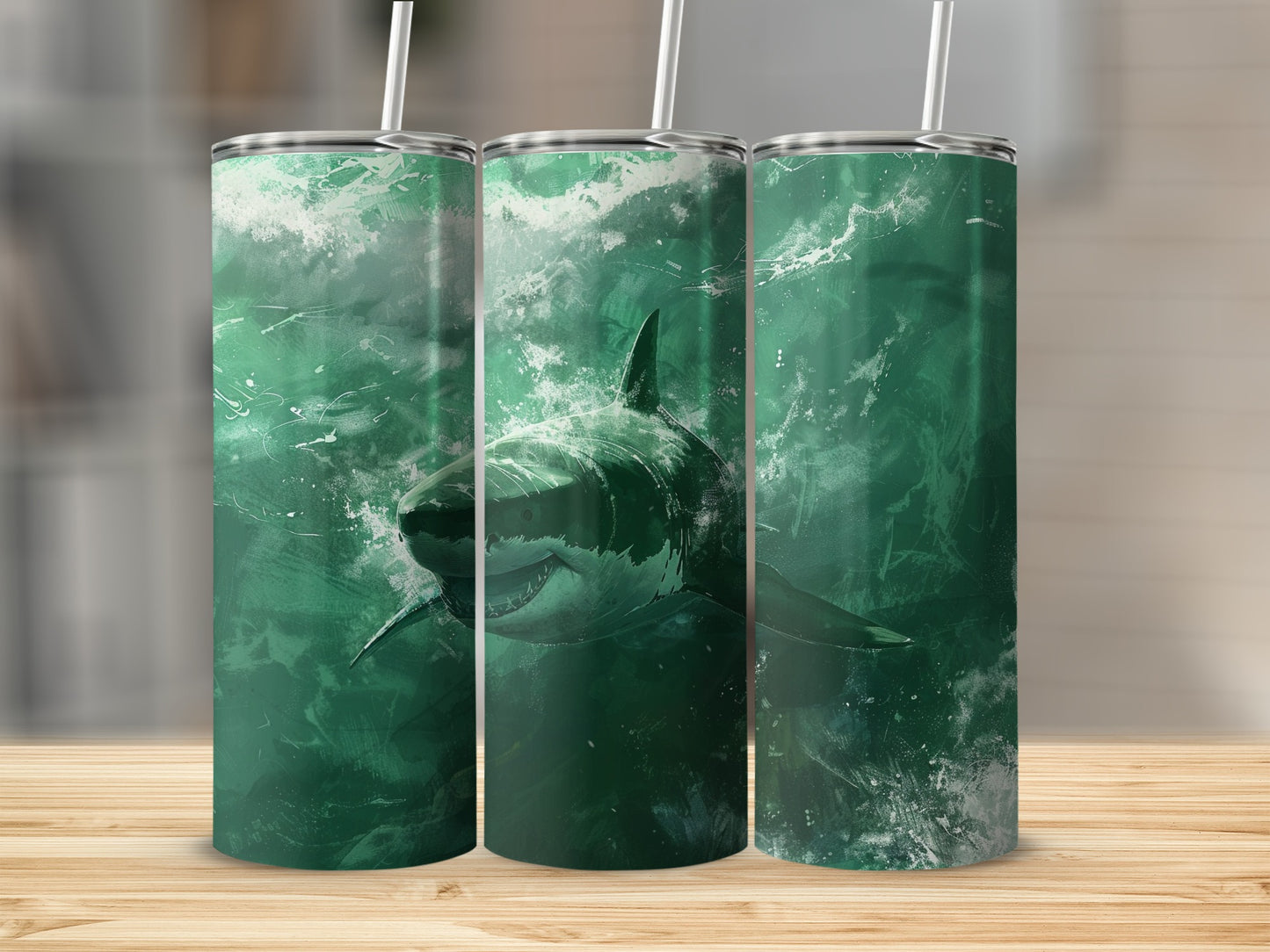 Fierce Predator Shark Deep Green Water Tumbler product type