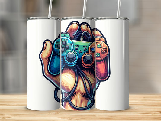 Vibrant Gaming Controller Art Stainless Steel Tumbler