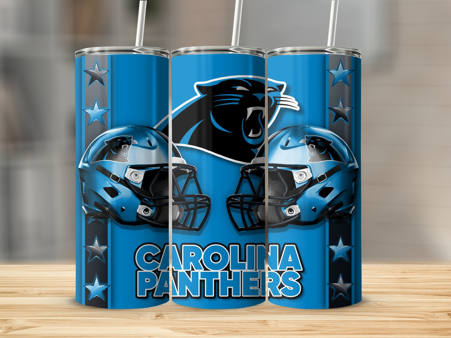 Carolina Panthers Helmets Stars Design Graphics Tumblers