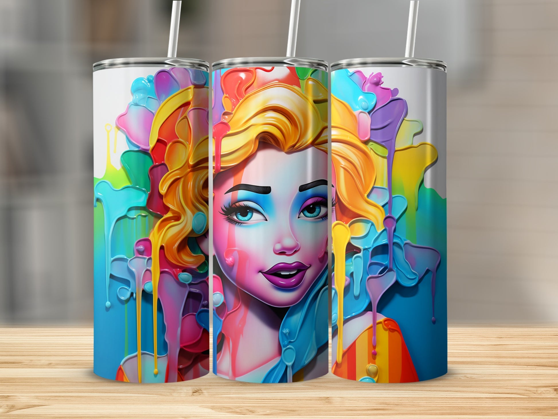 Colorful Artistic Woman Print Insulated Tumbler