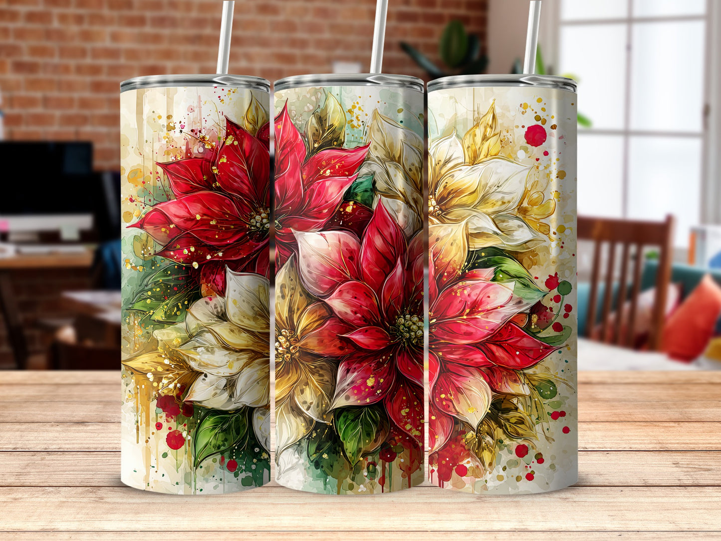 Festive Floral Insulated Tumbler with Colorful Design
