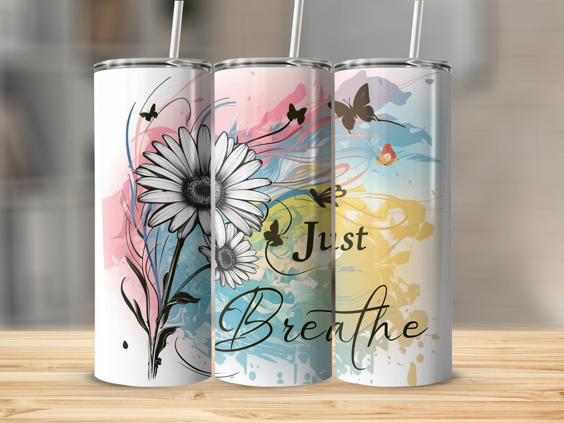 Floral Butterfly Just Breathe Insulated Tumbler Product