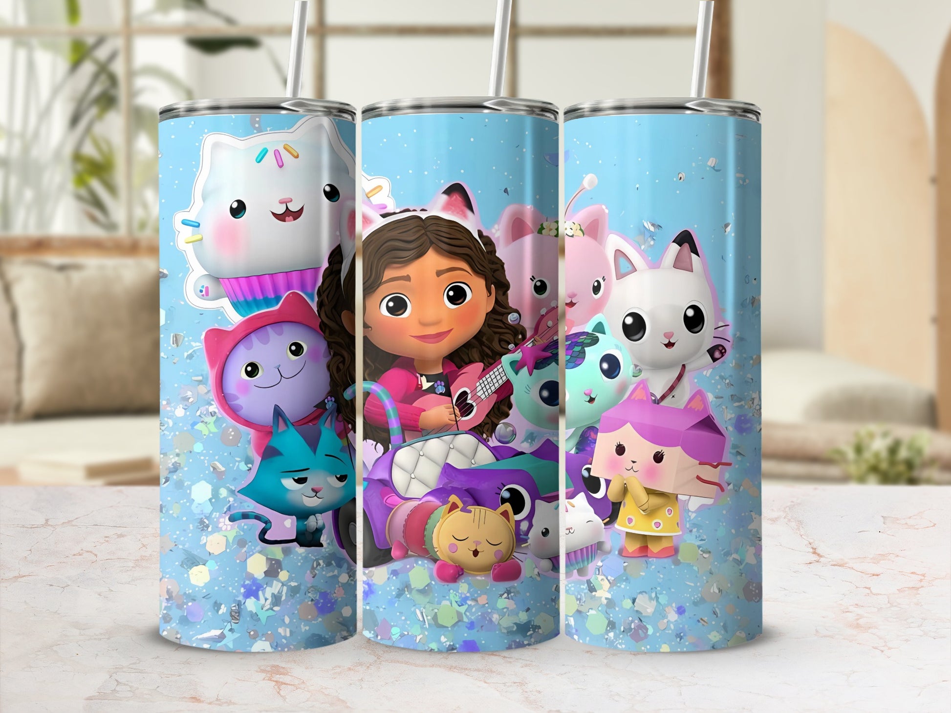 Colorful Cat-Themed Character Artwork Tumbler