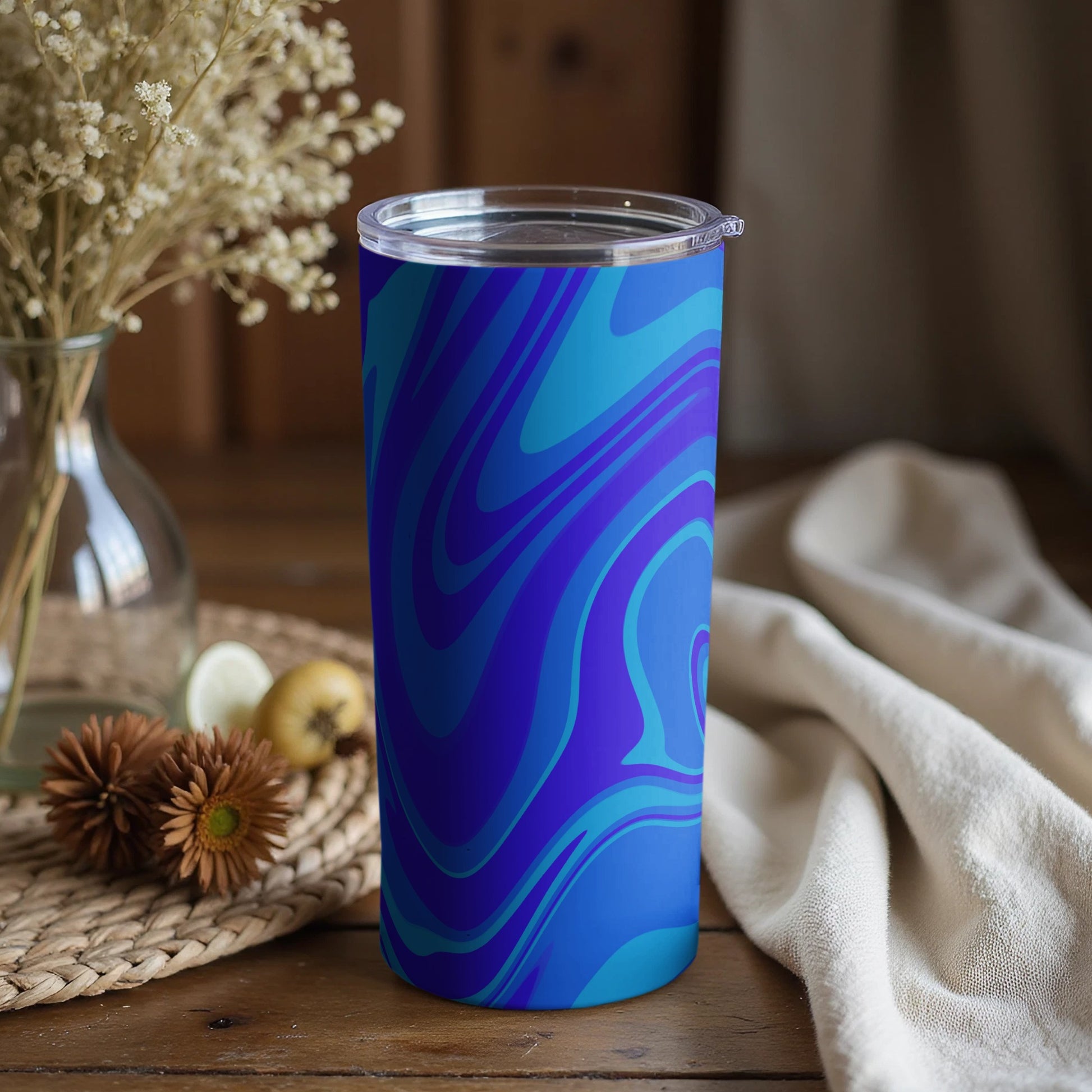 Abstract Blue and Purple Swirl Insulated Tumbler