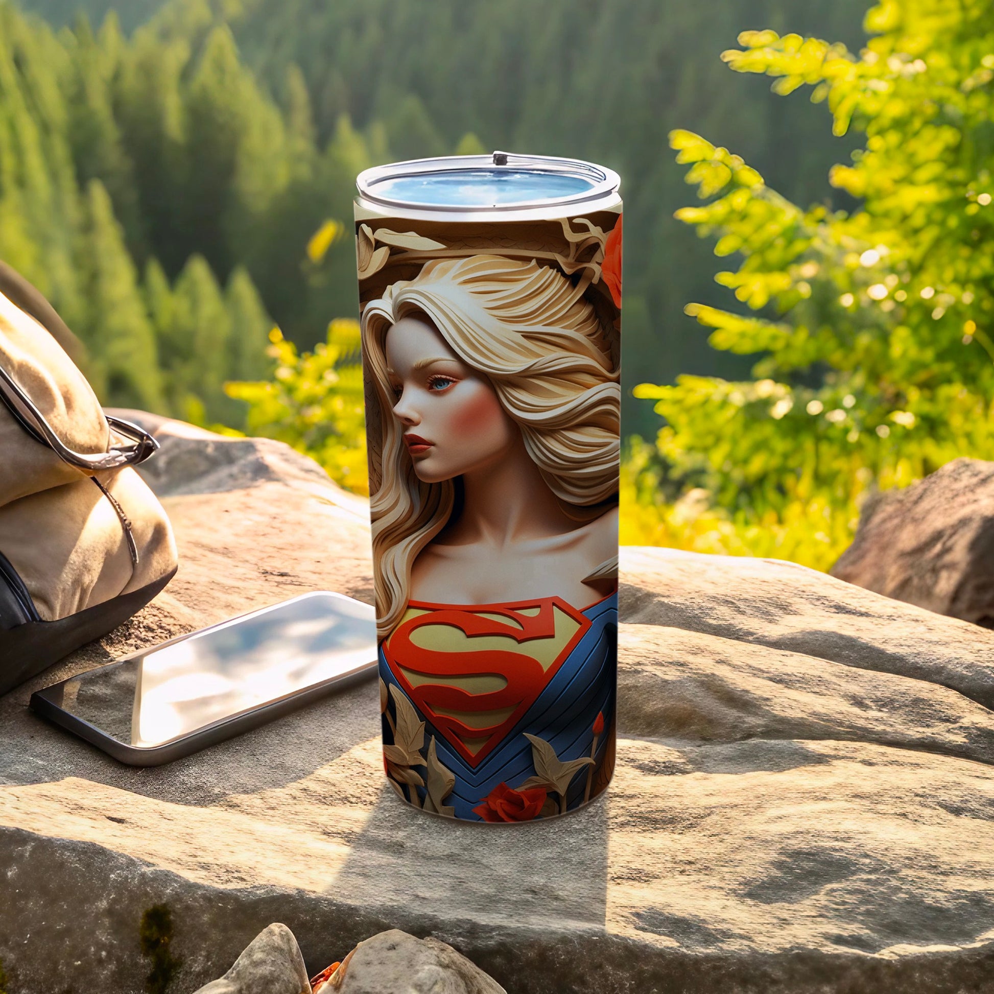 Superhero Blonde Woman Insulated Travel Tumbler