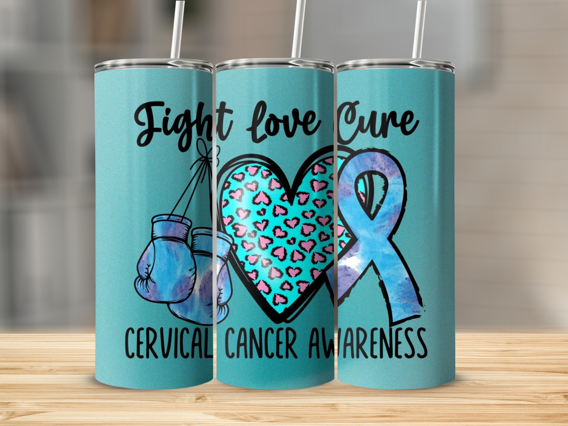 Fight Love Cure Cervical Cancer Awareness tumbler