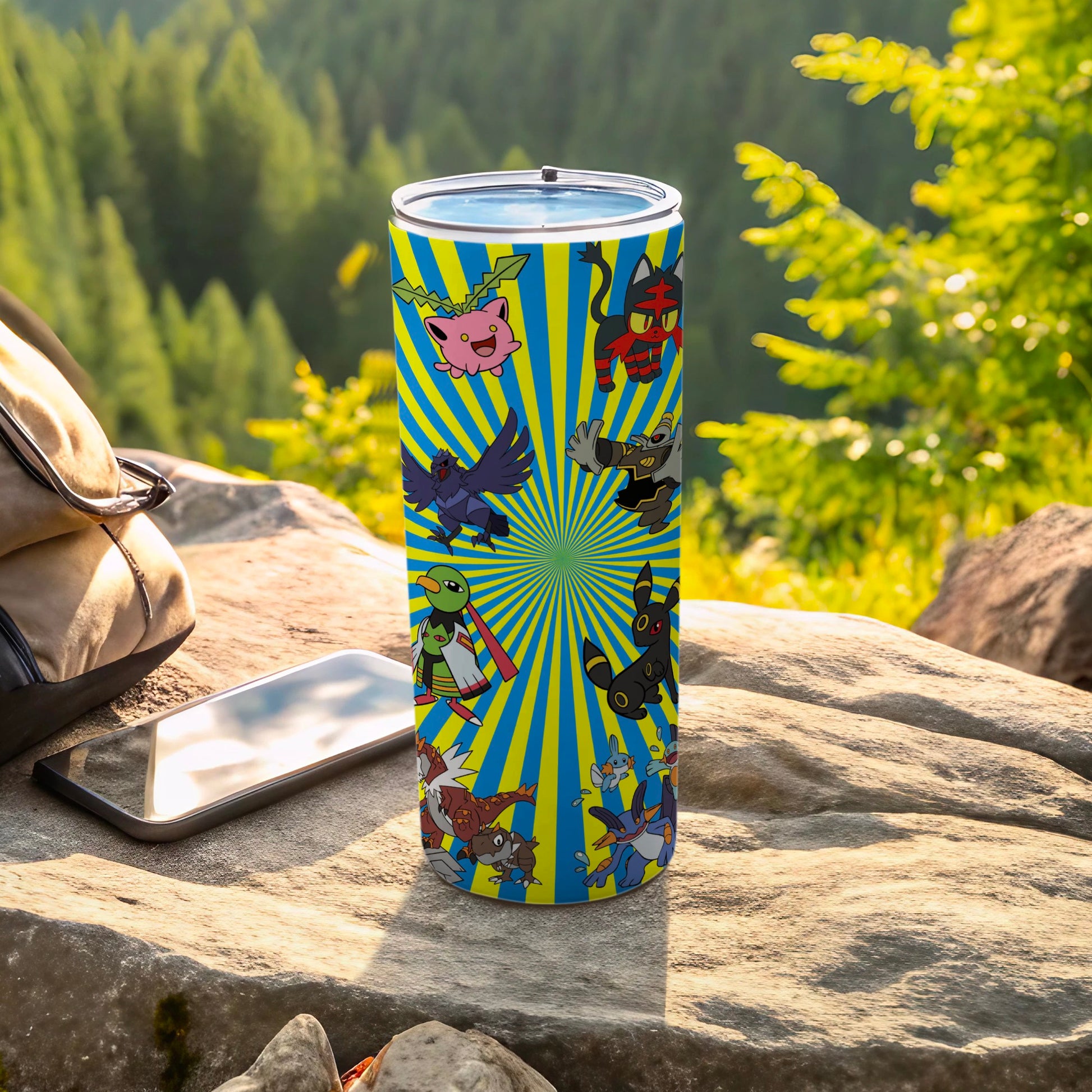 Vibrant Cartoon Character Design Travel Tumbler