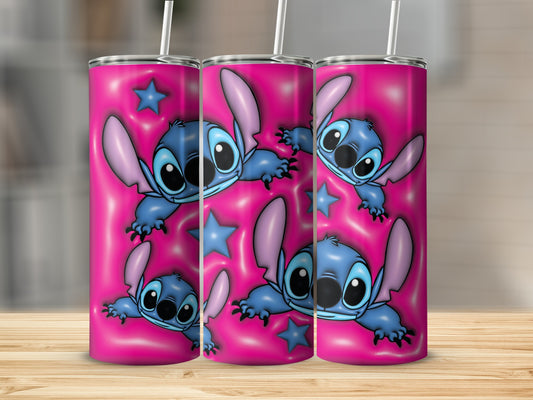 Cute Blue Alien Cartoon Design Insulated Tumbler