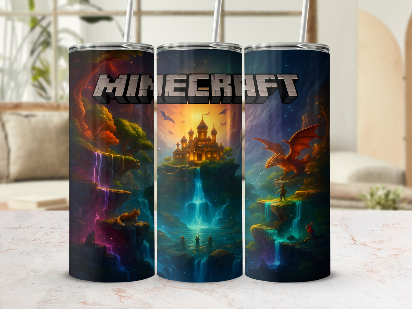Minecraft Fantasy Realm Themed Insulated Tumbler