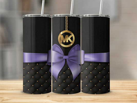 Elegant Black Tumbler with Purple Bow Design Tumbler