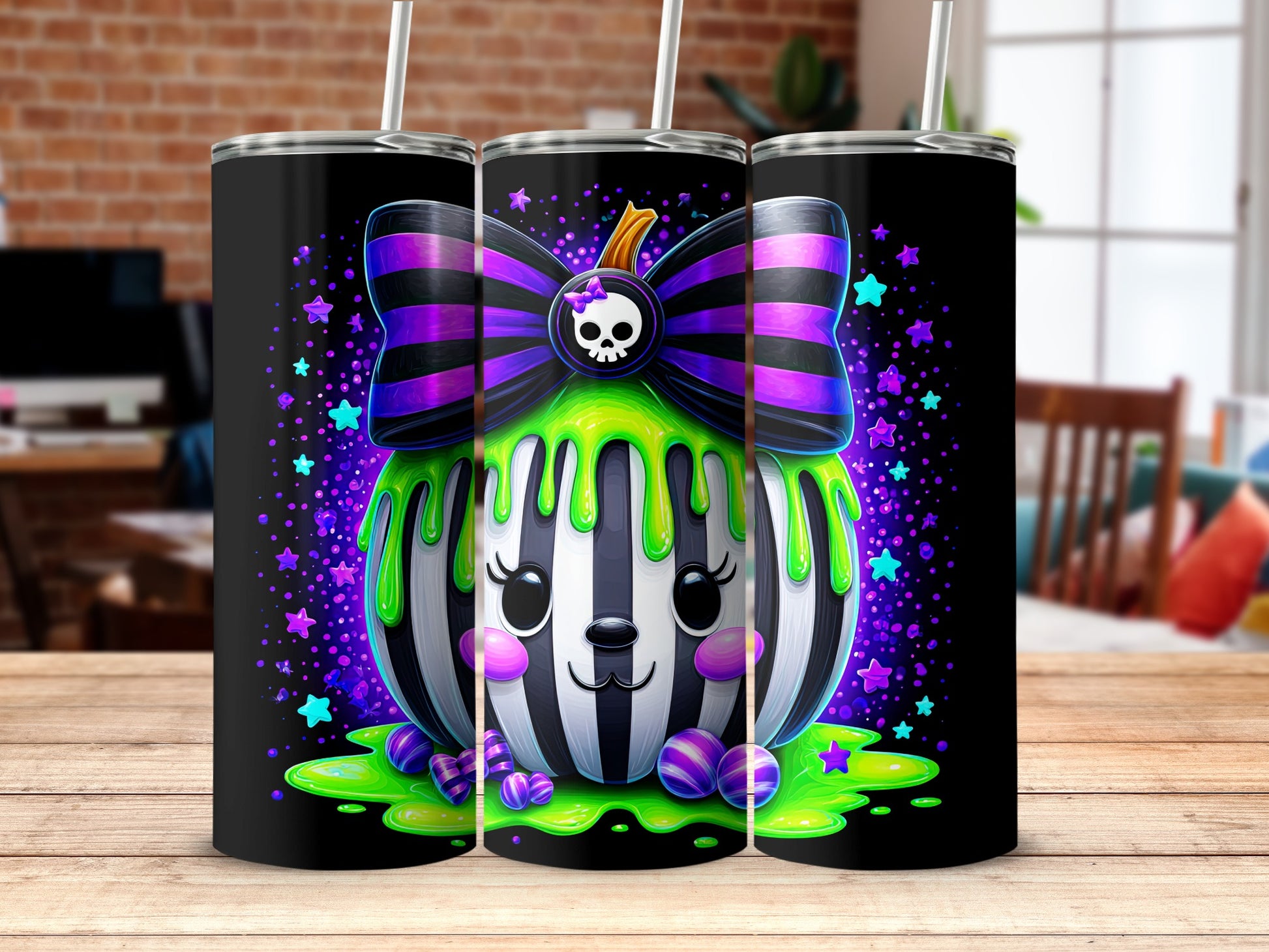 Cute Halloween Skull and Bow Tumbler for Kids