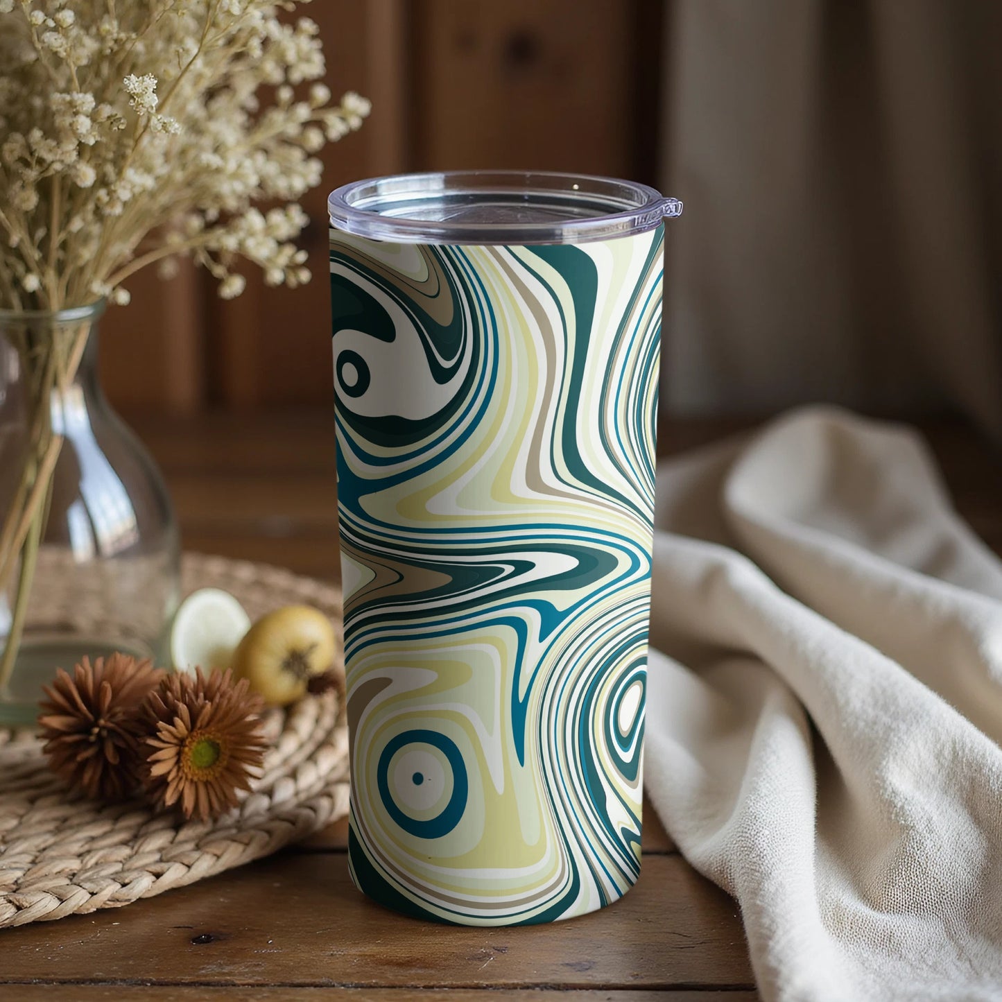 Abstract Swirl Design Tumbler for Stylish Beverage Holder