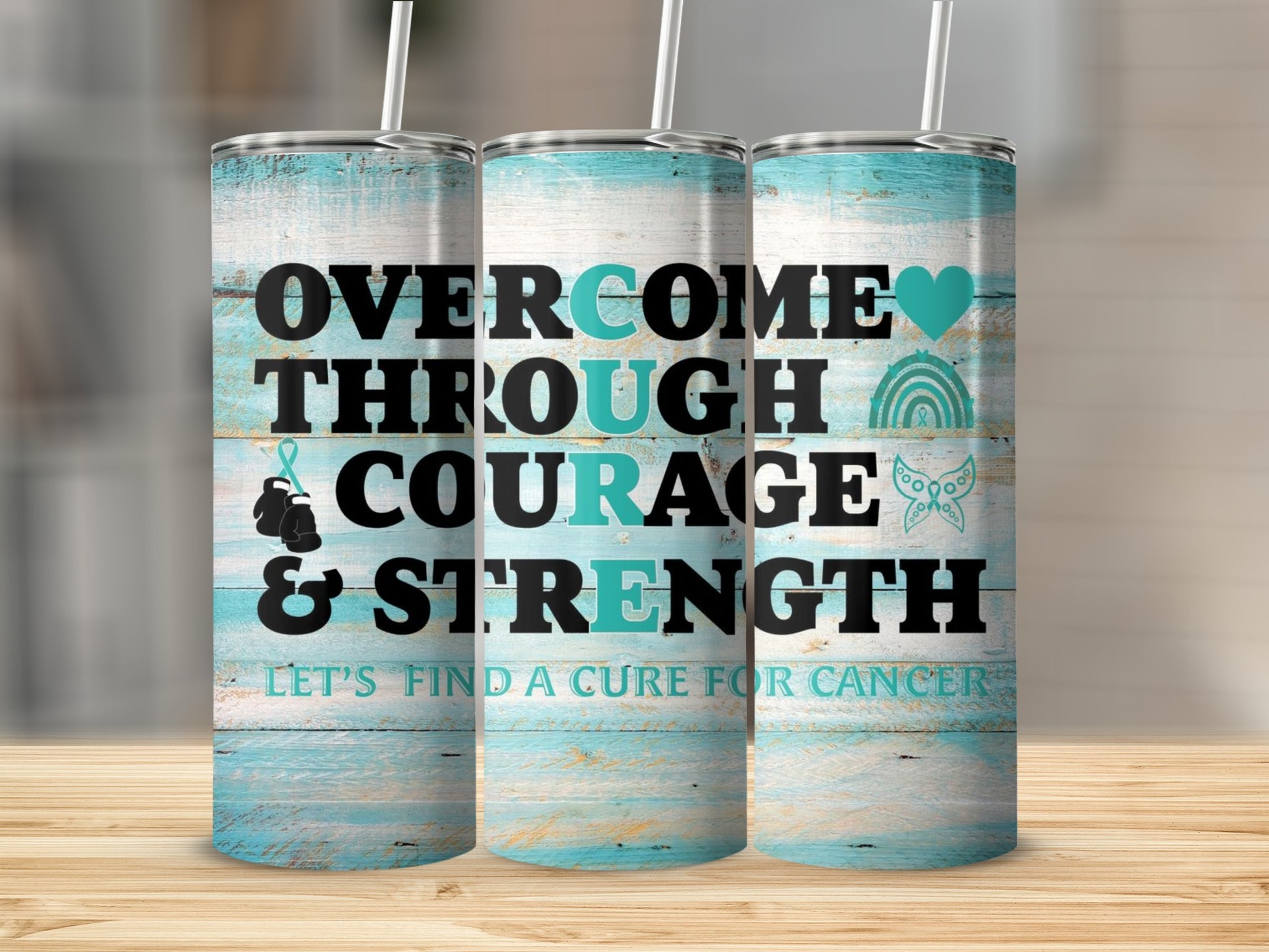 Overcome Through Courage & Strength Inspirational Cup