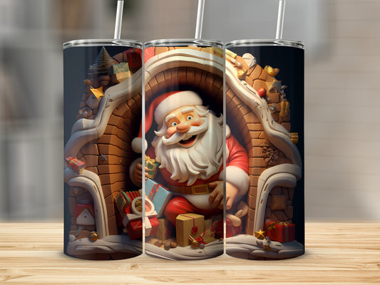 Festive Santa Claus Christmas Themed Holiday Tumbler
