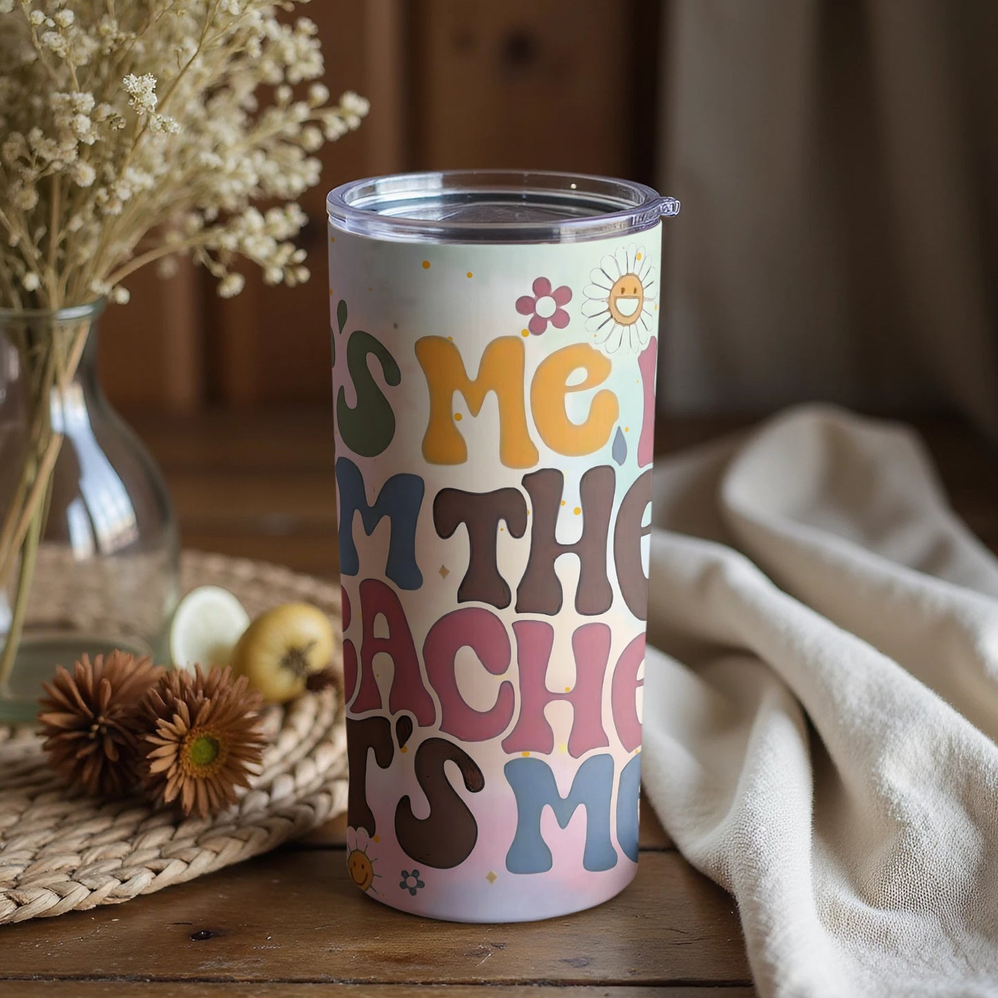 Colorful Retro Design It's Me I'm the Teacher Tumbler