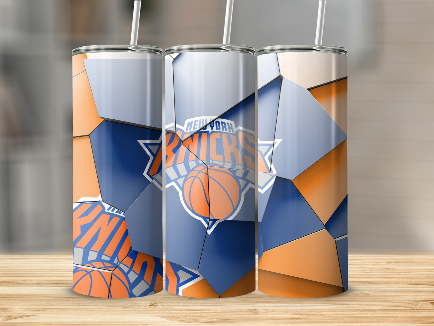 New York Knicks Abstract Art Modern Design Tumblers
