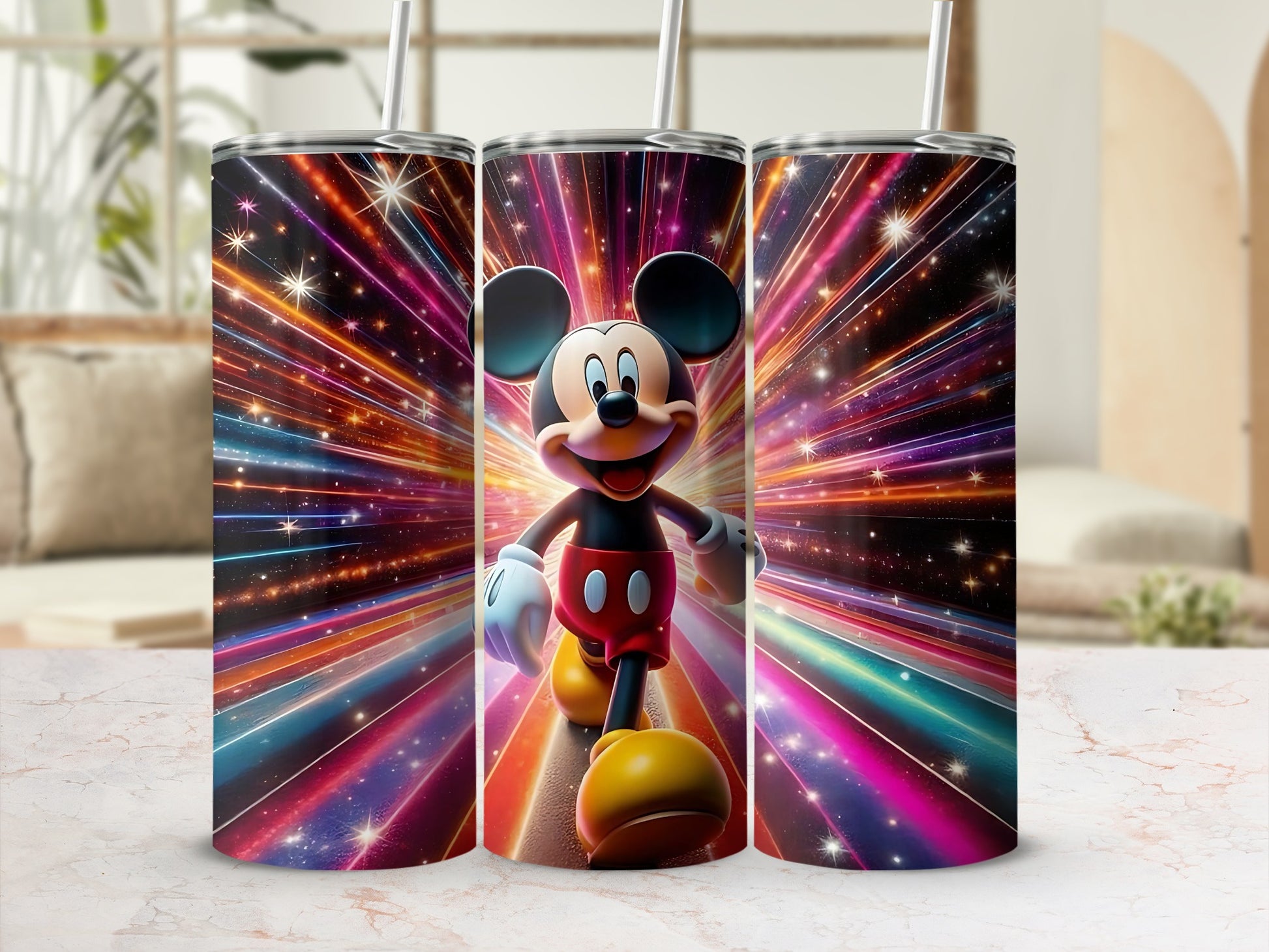 Mickey Mouse Vibrant Galaxy Design Insulated Tumbler