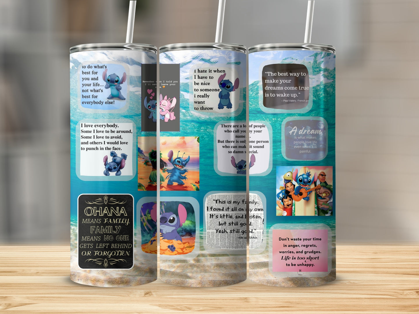 Inspirational Quotes and Cartoon Characters Stainless Steel Tumbler