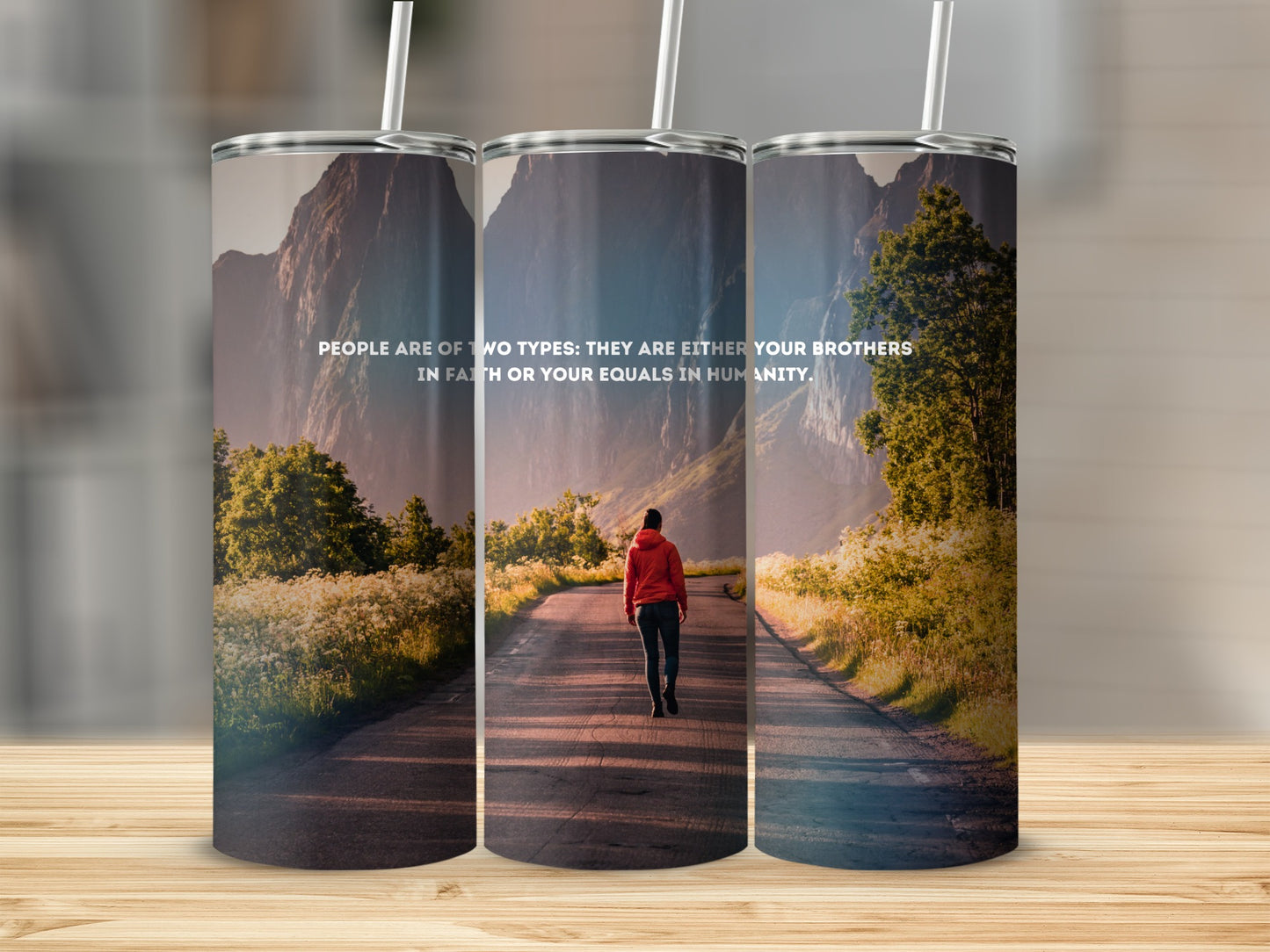 Inspirational Quote on Scenic Background Tumbler