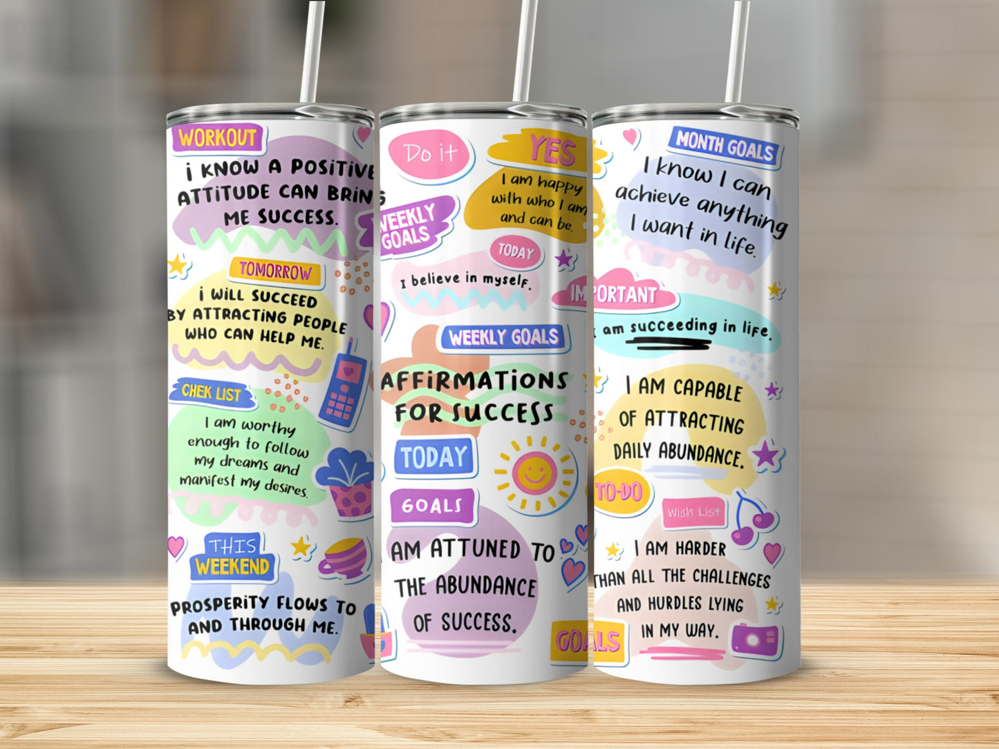 Collage of inspirational quotes for workout, weekly goals, affirmations, and monthly goals.