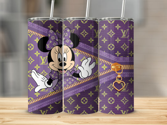 Minnie Mouse Purple Zipper Design Tumbler Cups