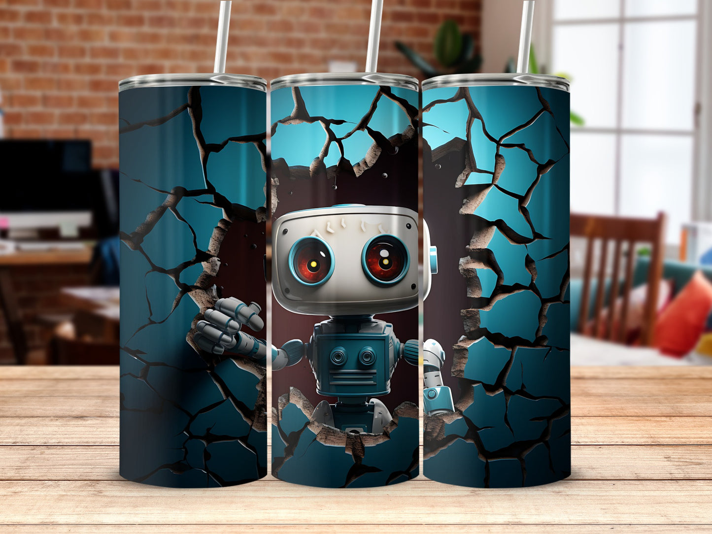 Cute Robot Breaking Out Cool Design Tumbler