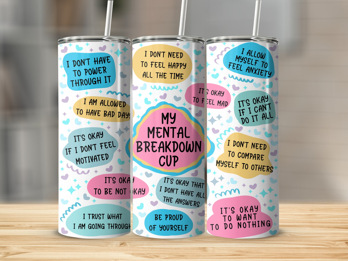 Mental Health Inspirational Quotes Tumbler Cup