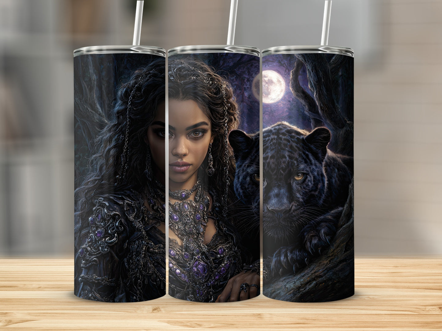 Enchanting Panther Moonlight Fantasy Artwork Tumbler