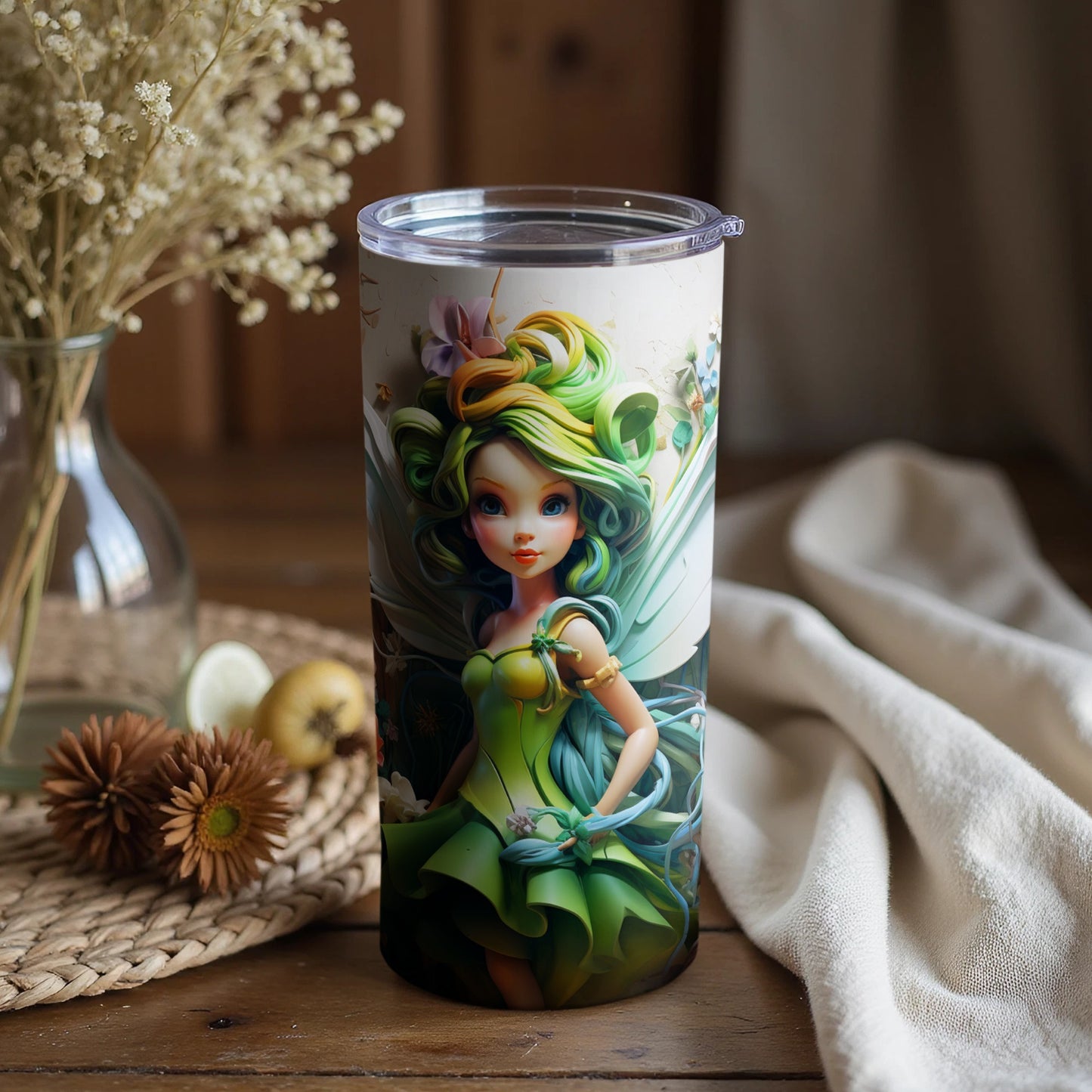 Enchanting Fairy Art Tumbler with Vibrant Colors