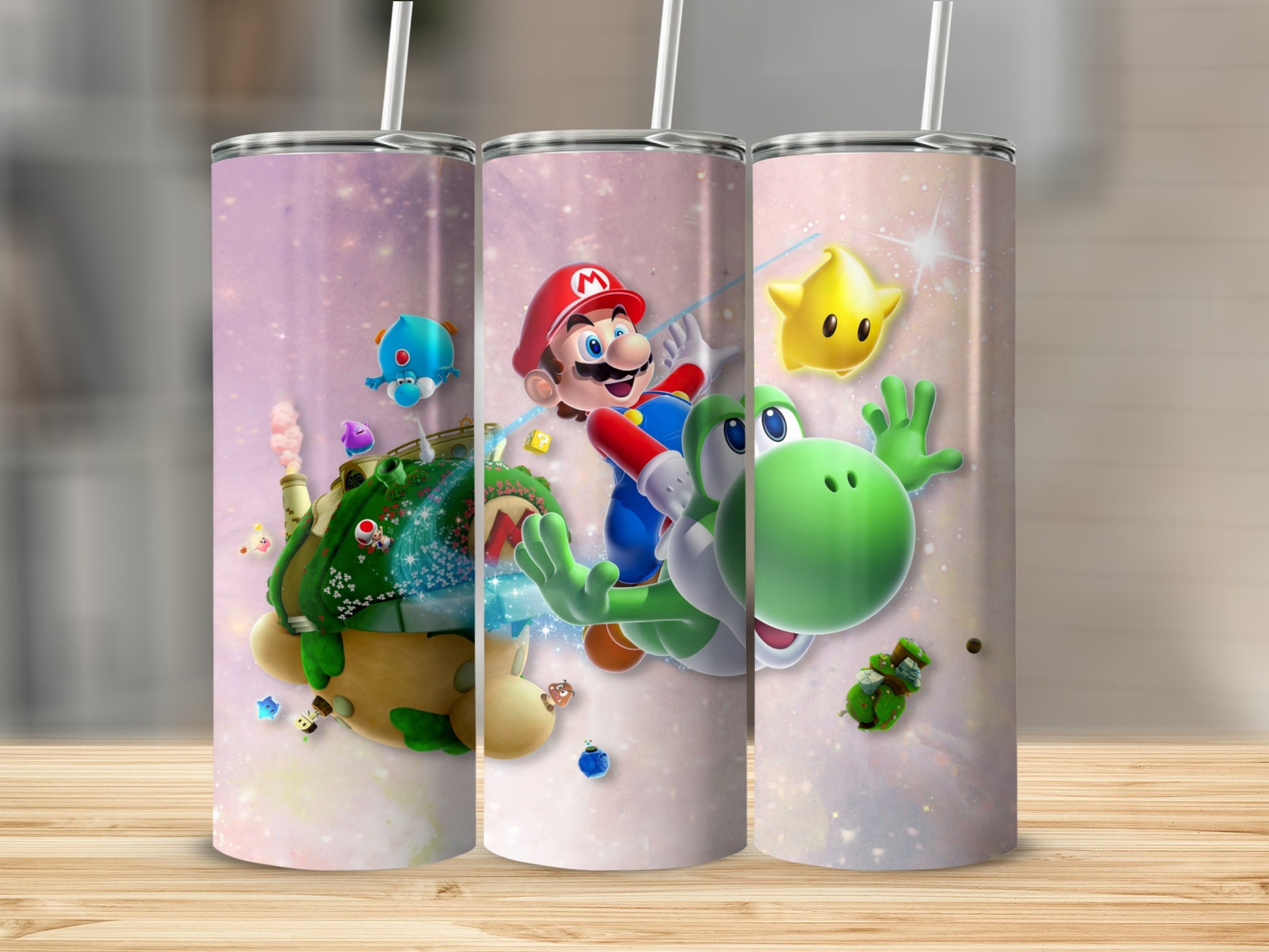 Mario and Yoshi Adventure Design Travel Tumbler