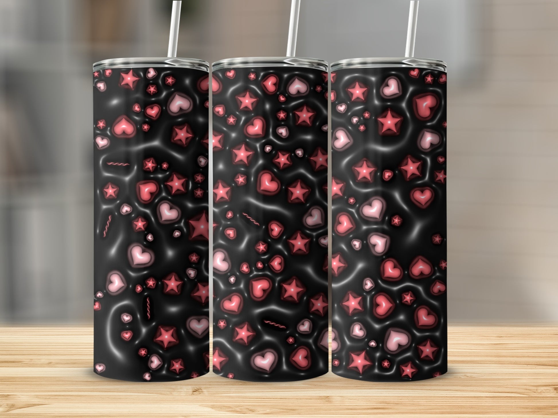 Heart and Star Patterned Tumbler Drinkware