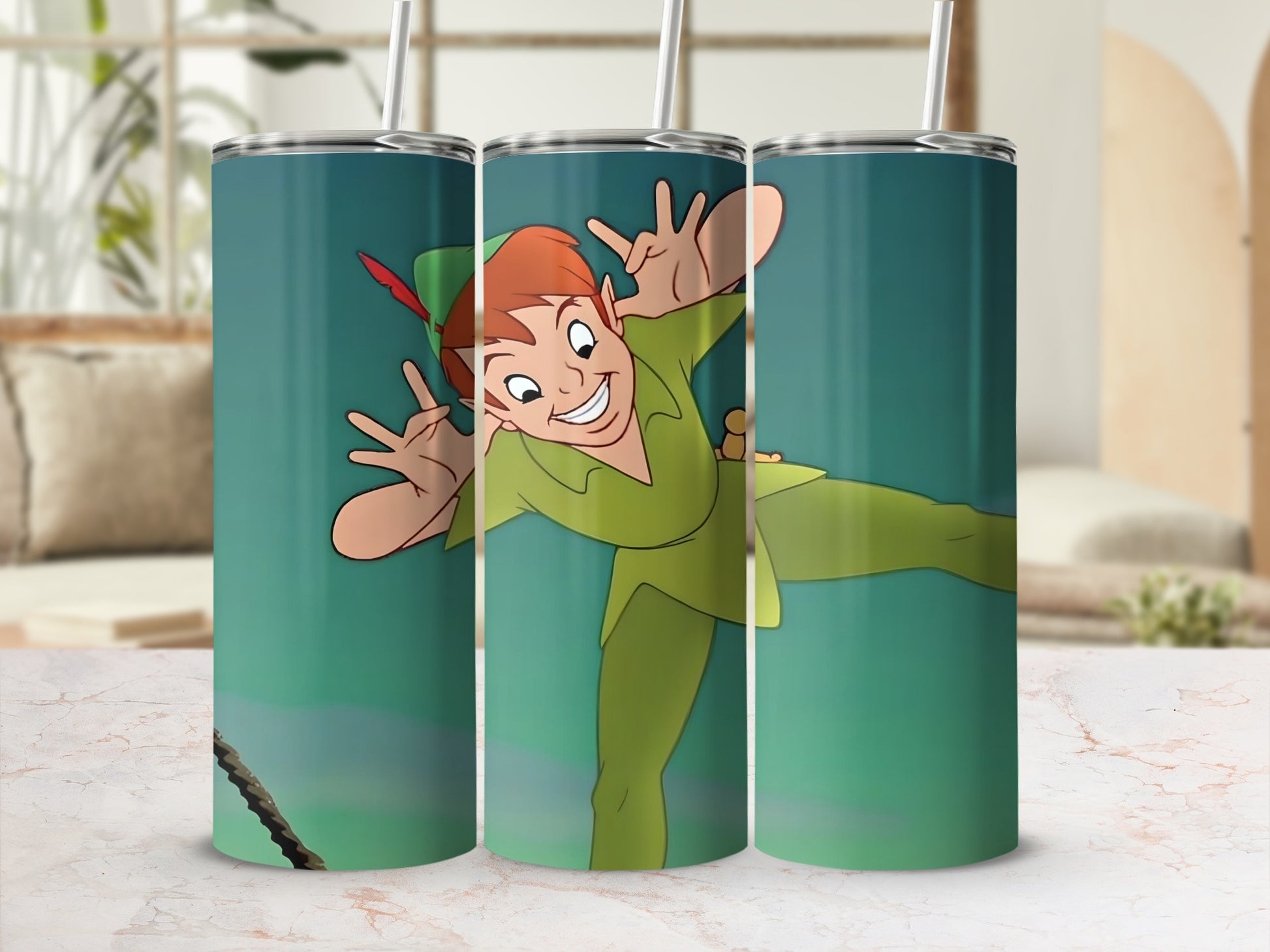Peter Pan Character Illustration Printed Tumbler