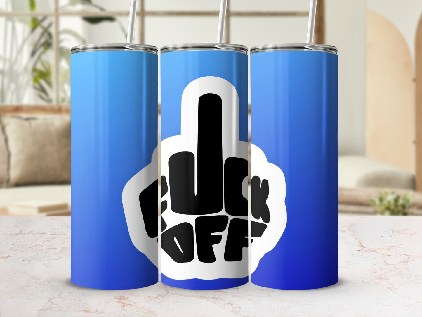 Blue Gradient Classic Tumbler with Bold Statement Design