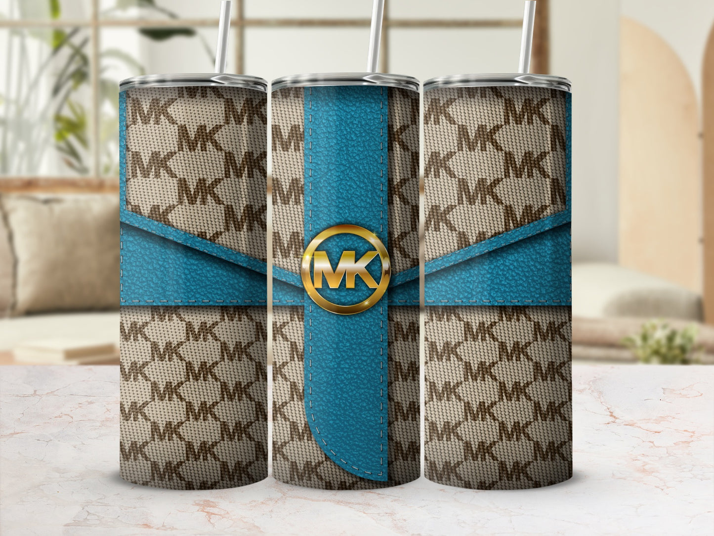 Stylish Monogram with Blue Accent Insulated Tumbler