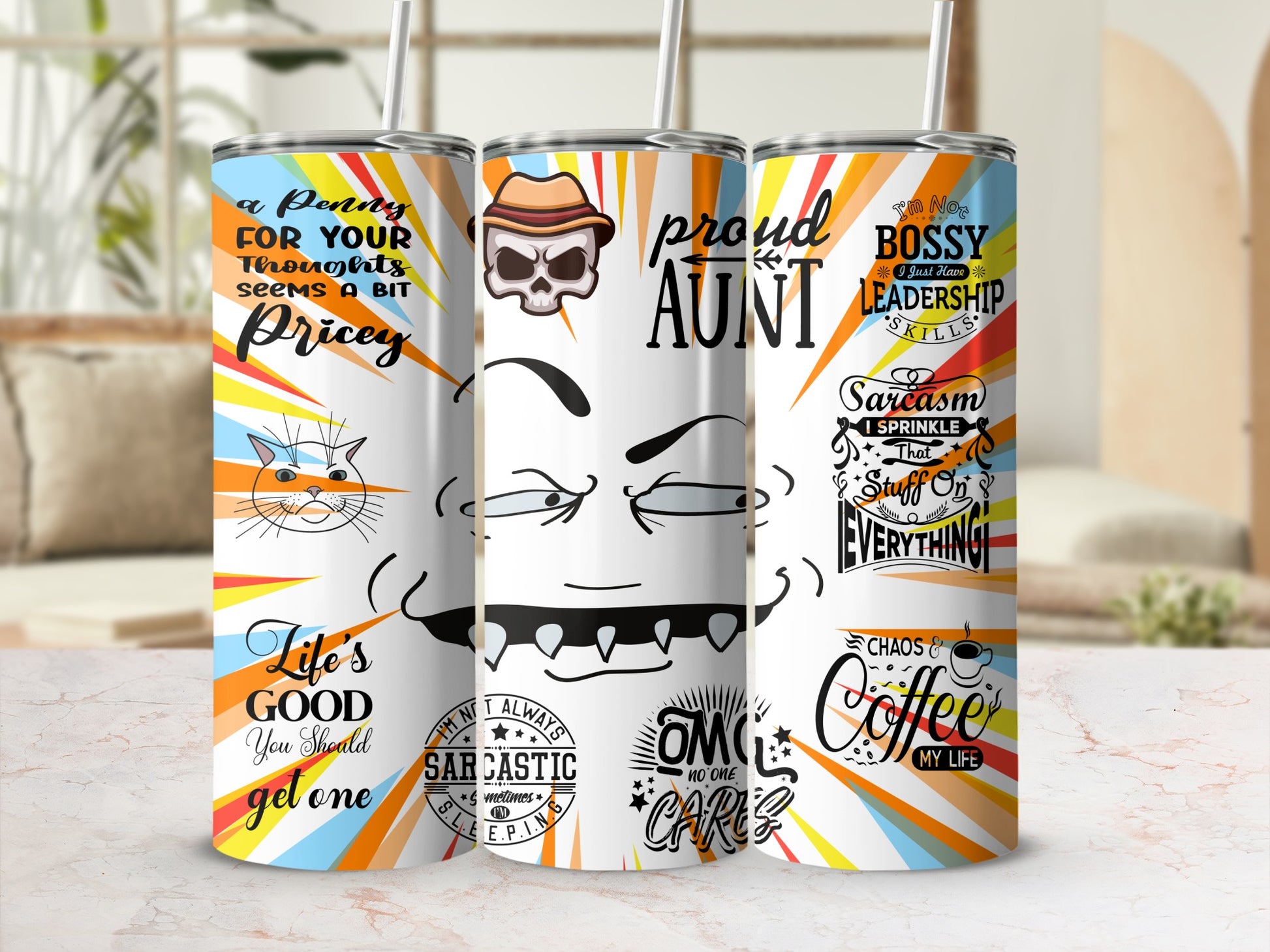 Life Is Good Proud Aunt Sarcasm Cat Coffee Tumbler