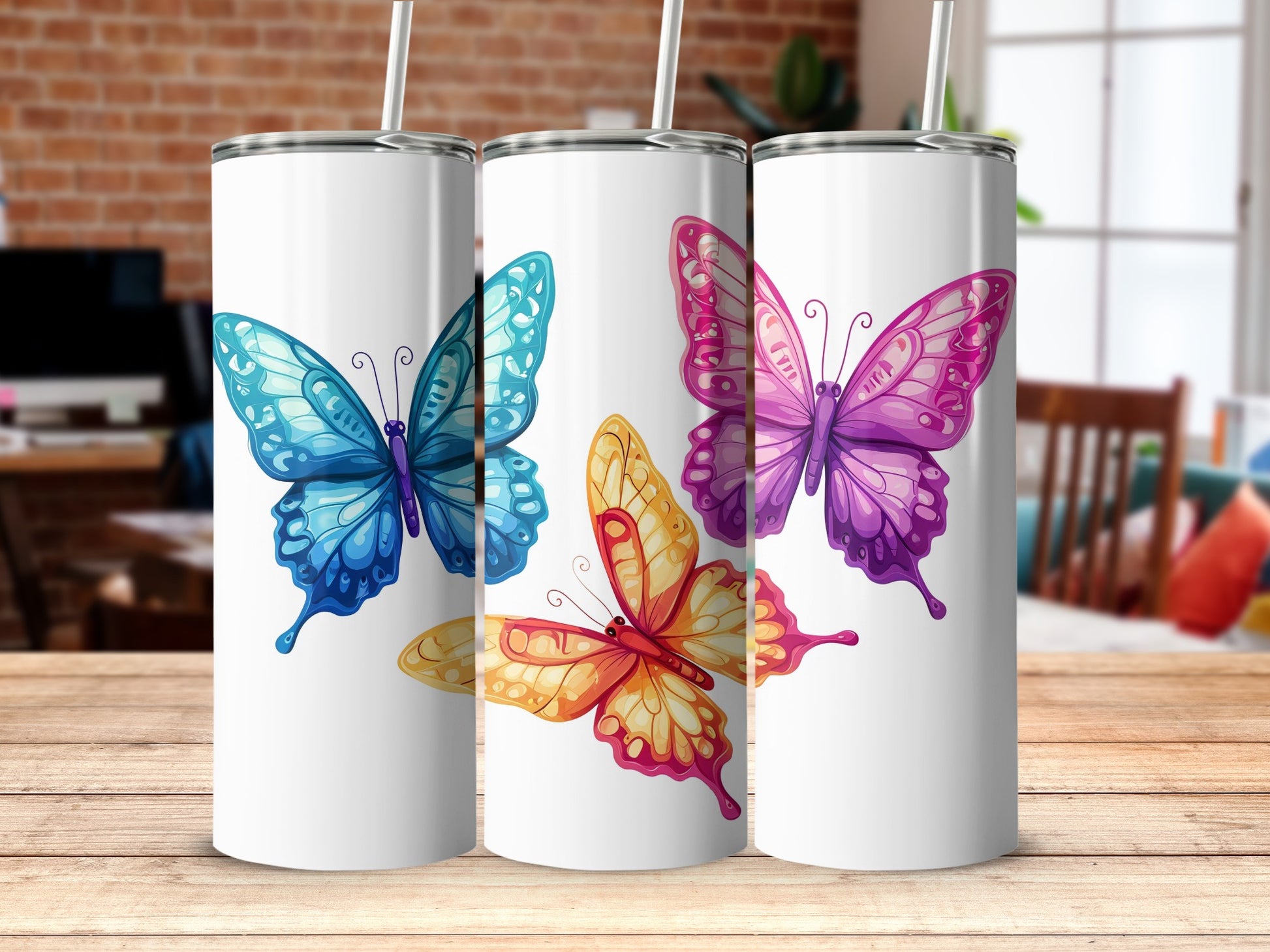 Vibrant Butterfly Art Design Tumblers Triple Pack product type
Tumbler
Drinkware
Butterfly
Colorful
Vibrant
Nature
Insect
Winged
Artistic
Graphic
Blue Butterfly
Pink Butterfly
Orange Butterfly
Purple Butterfly
Yellow Butterfly
Multicolor Design
Insulated Cup
Beverage Holder
Custom Tumbler
Unique Gift